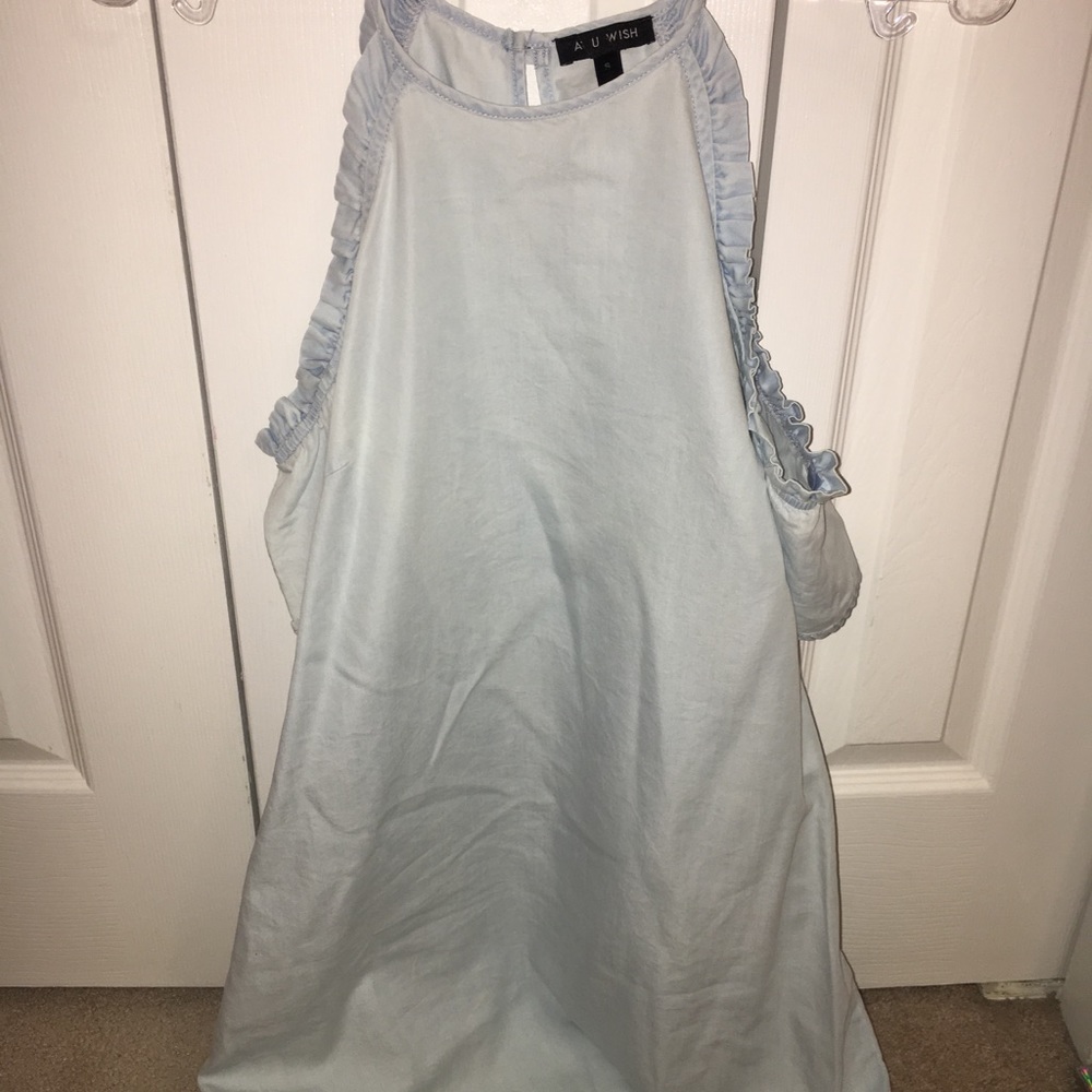 Denim cold shoulder dress